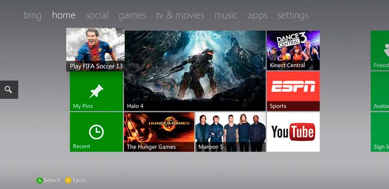 Xbox 360 y su nueva interfaz